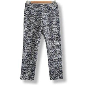 TORY BURCH / Slim Crop Ponte Pants Blue Tribal Print Sz XS